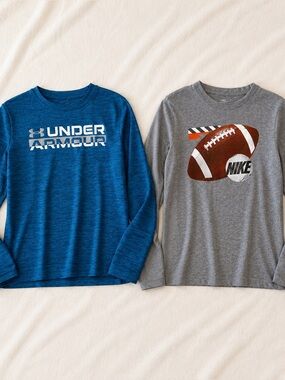 Kids Under Armour & Nike Long Sleeve Athletic Shirt Bundle Boys Sizes 5 & 6/7